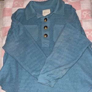 American Eagle Textured Henley Sweatshirt